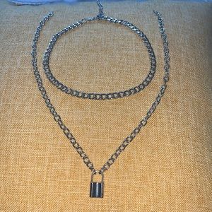 2 Piece Chain & Lock Necklace